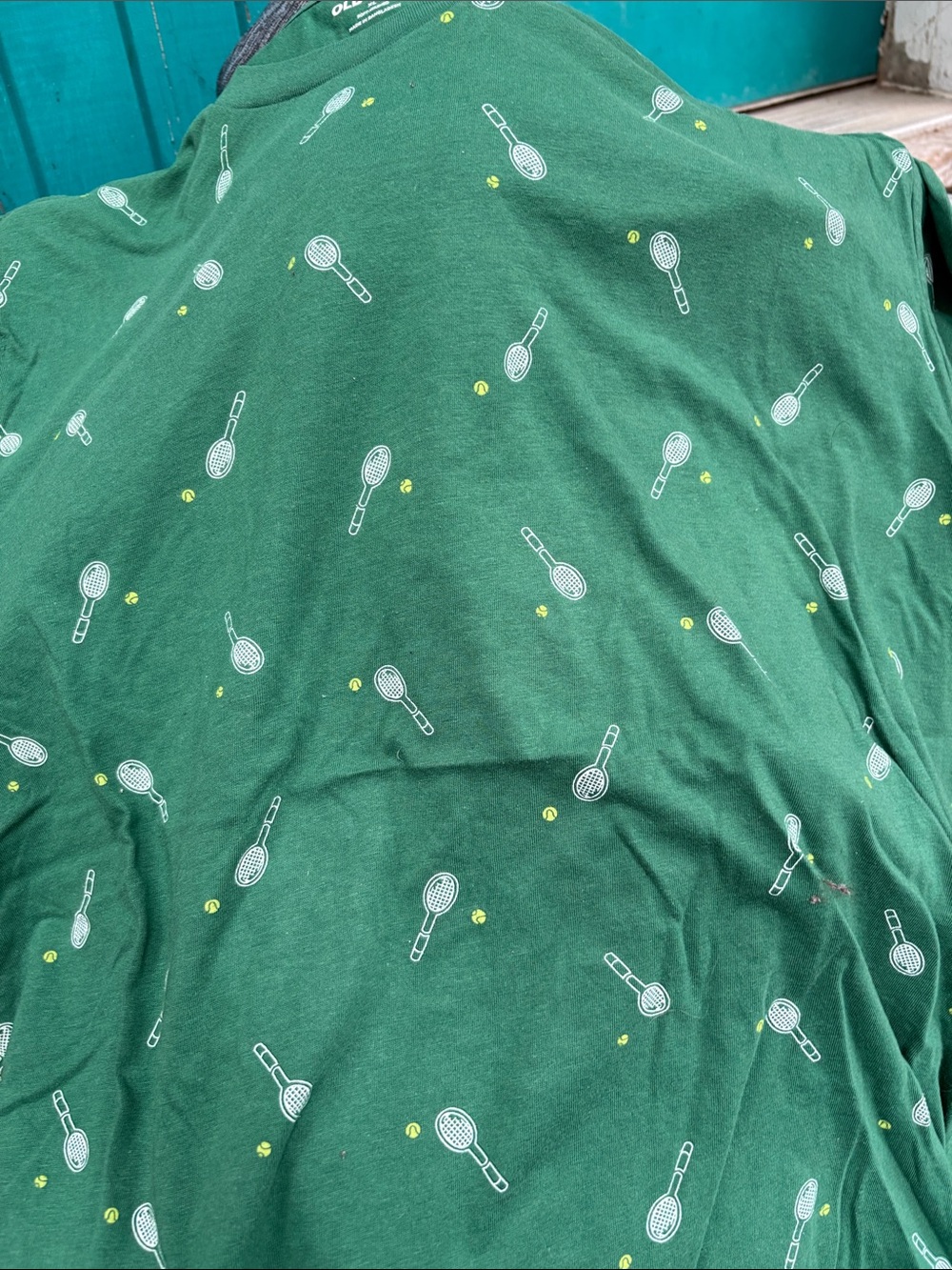 Tennis Racket Print Short-Sleeve Top - Green